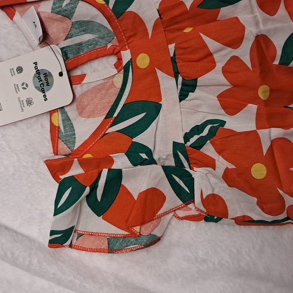 NWT PatPat Floral Orange and Green Kids Dress - Picture 3 of 4